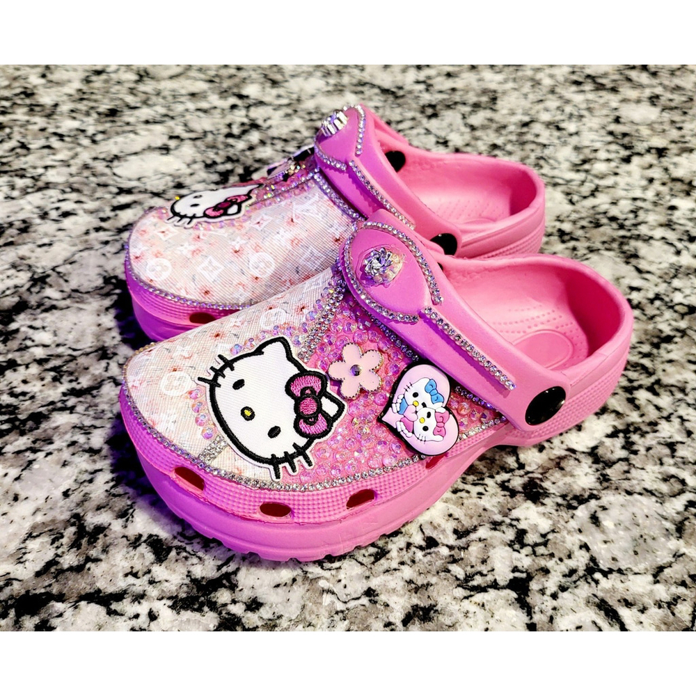 Custom Handmade Bling Crocs Kids Shoe Sizes - Picture 4 of 5